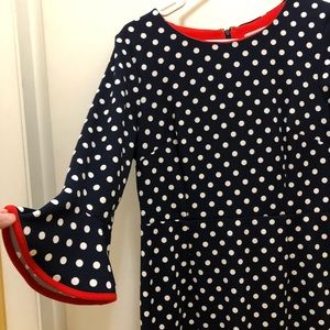 Polka dot dress. Size 10. Navy blue. Red.